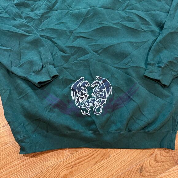 Vintage Y2K Top Heavy Hoodie Mens XL Year of the Dragon Green Black NWT 2002 - Picture 4 of 4